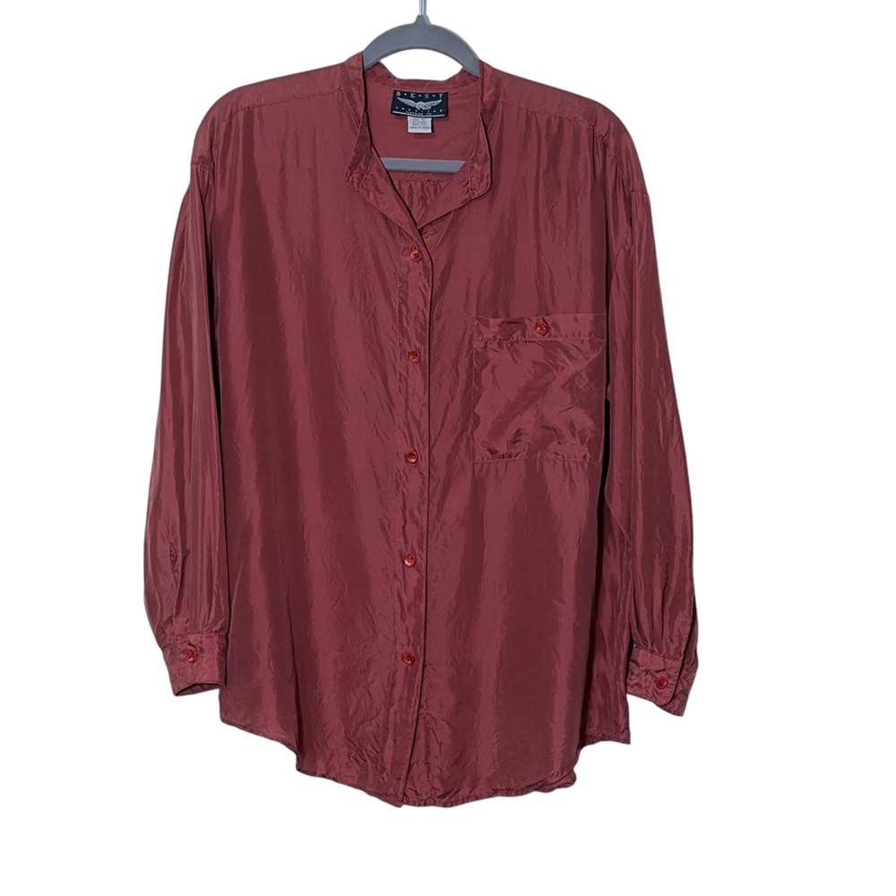 Best American Clothing Co Silk Shirt Womens Size Med Button Front Lightweight